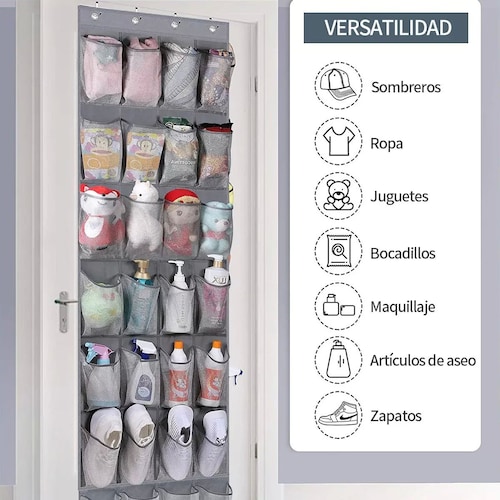 Zapatera Para Puerta De 28 Compartimentos Gris Colgante.