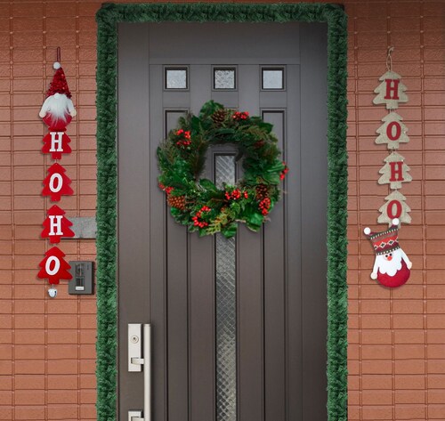Adornos Navideño Para Puerta O Ventana Colgante Navidad 2 Pz 