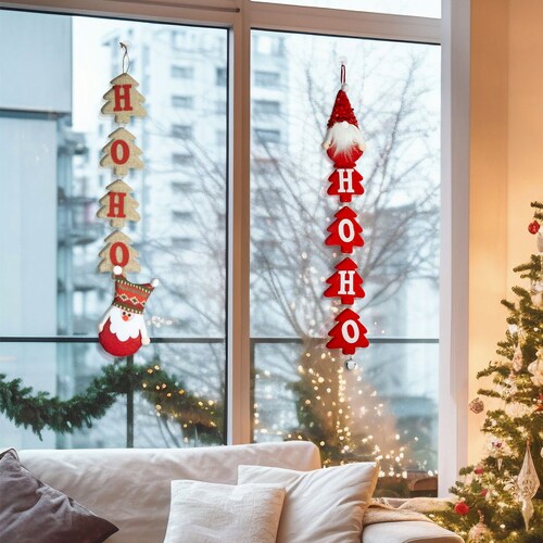 Adornos Navideño Para Puerta O Ventana Colgante Navidad 2 Pz 