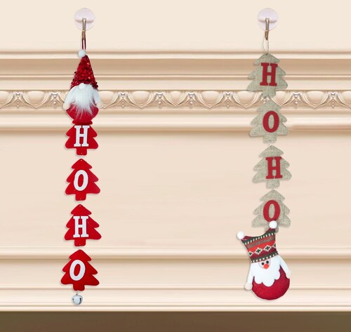 Adornos Navideño Para Puerta O Ventana Colgante Navidad 2 Pz 
