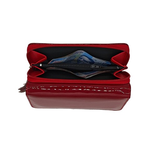 Cartera en Piel Charol FANA Gaga Rojo