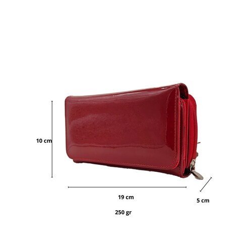 Cartera en Piel Charol FANA Gaga Rojo