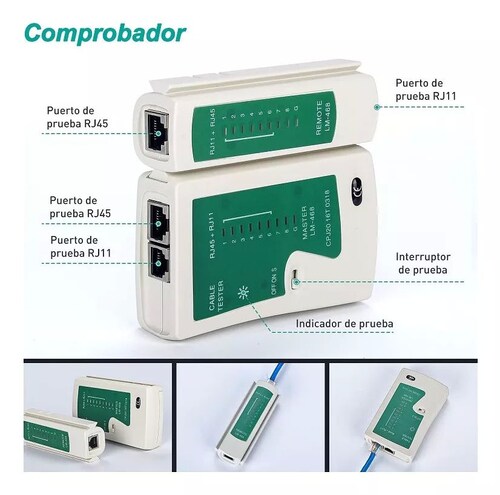 Probador De Red De Cables Kit Herramientas Red Rj11/12/45