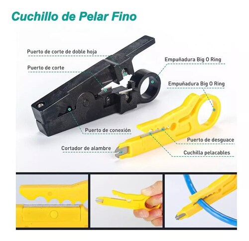 Probador De Red De Cables Kit Herramientas Red Rj11/12/45
