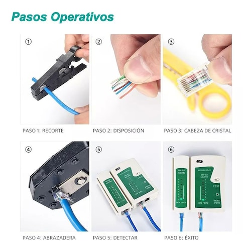 Probador De Red De Cables Kit Herramientas Red Rj11/12/45
