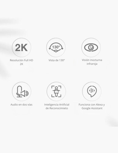 Cámara de Seguridad Inteligente para Interiores Graba en 2K Compaible con Alexa y Google.