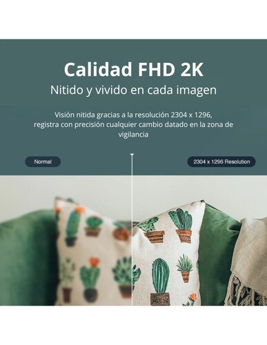 Cámara de Seguridad Inteligente para Interiores Graba en 2K Compaible con Alexa y Google.