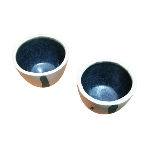 Juego de tazas artesanales acabado marmoleado para café espresso