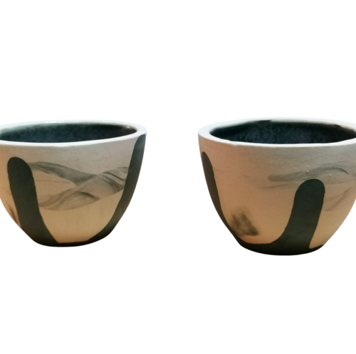 Juego de tazas artesanales acabado marmoleado para café espresso