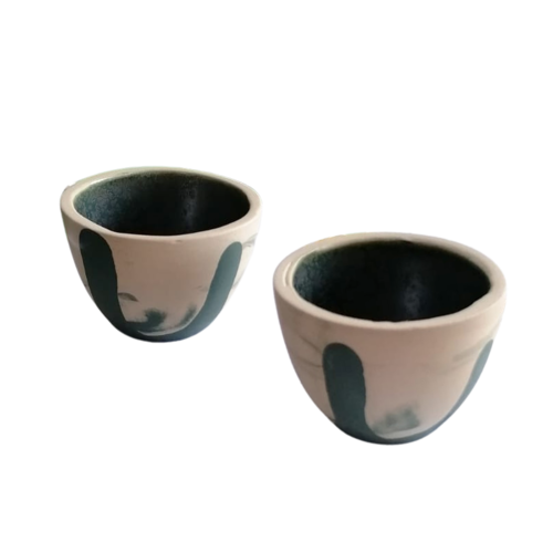 Juego de tazas artesanales acabado marmoleado para café espresso