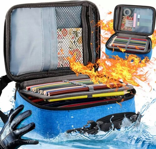 Estuche Para Lápices72 Ranuras Lapiceras Organizador Escolar color AZUL.