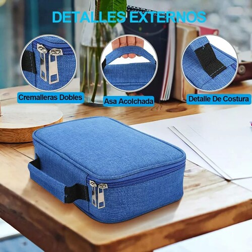 Estuche Para Lápices72 Ranuras Lapiceras Organizador Escolar color AZUL.