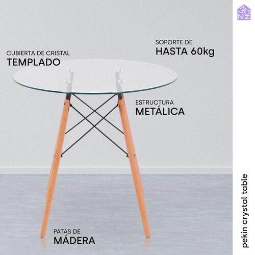 NINON PEKIN Mesa circular para comedor de cristal