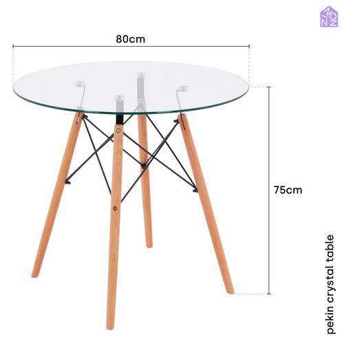 NINON PEKIN Mesa circular para comedor de cristal