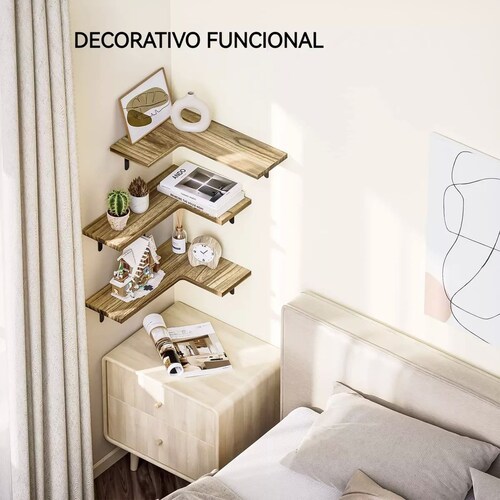 Repisa Esquinera Minimalista Flotante Moderna 3pcs