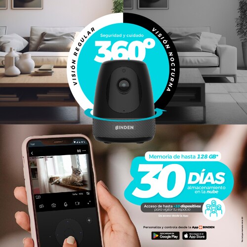 Kit de seguridad BINDEN IN360 Interiores Compatible Alexa 