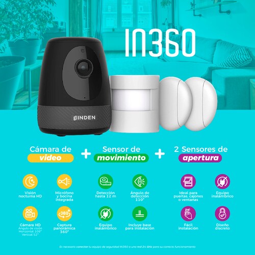 Kit de seguridad BINDEN IN360 Interiores Compatible Alexa 