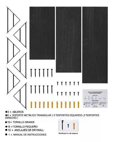 3 Repisas Flotantes Madera Minimalista Muebles Hogar Decorar
