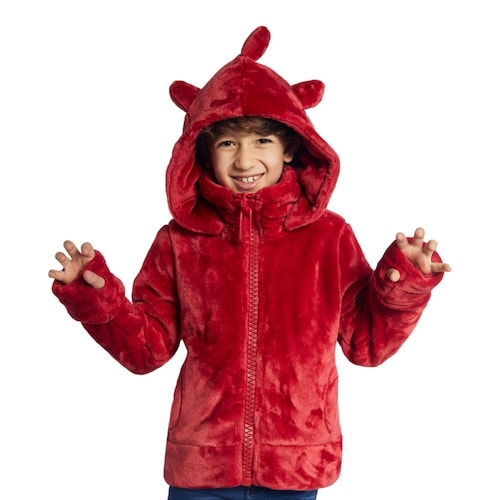 Chamarra Teddy 3D, con capucha, color rojo, marca Next & Co., mod. 1003133