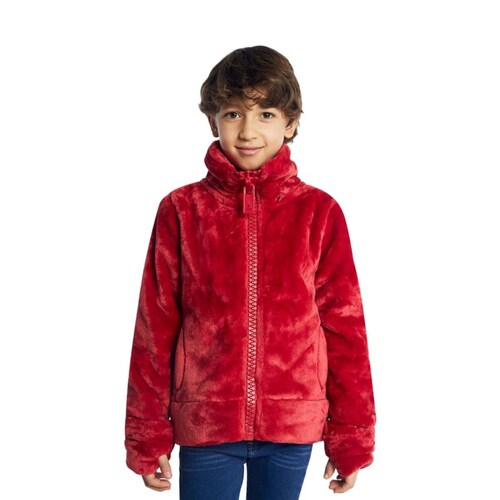 Chamarra Teddy 3D, con capucha, color rojo, marca Next & Co., mod. 1003133
