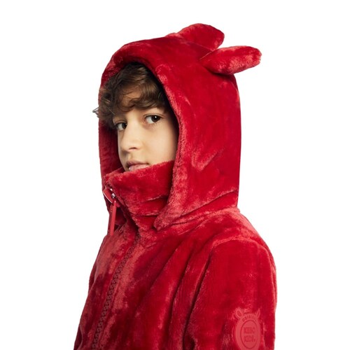 Chamarra Teddy 3D, con capucha, color rojo, marca Next & Co., mod. 1003133