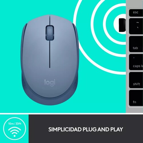 Mouse Logitech M170- 910-006864 Inalámbrico Óptico Color Blue grey.