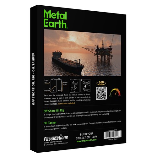 Rompecabezas Metálico 3d Set Plataforma Petrolera y Petrolero en Alta Mar.