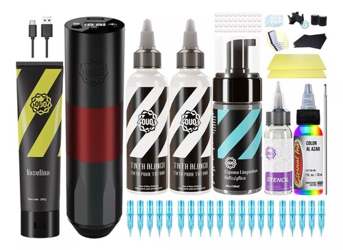 Kit Máquina Rotativa Para Tatuar Inalámbrica Ouo Gt Potente.
