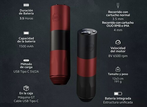 Kit Máquina Rotativa Para Tatuar Inalámbrica Ouo Gt Potente.