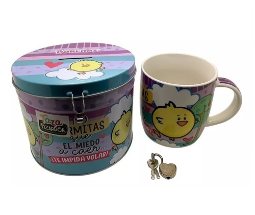 Taza C/pizarrón Con Alcancía De Lata