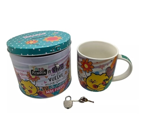 Taza C/pizarrón Con Alcancía De Lata