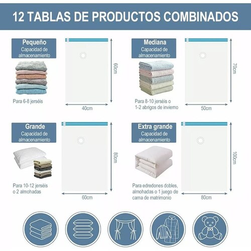 Bolsas Al Vacío De Almacenamiento Bomba Eléctrica 12pcs