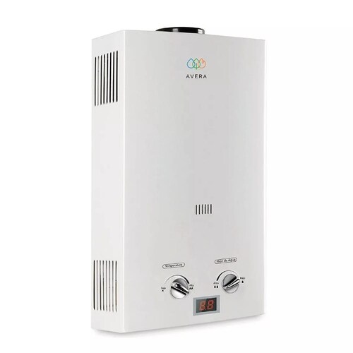Calentador de agua a gas GLP Avera C6L blanco.