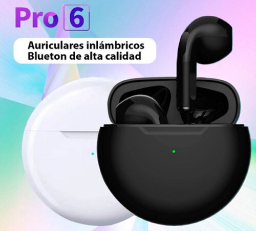 Audífonos Inalámbricos Pro 6 Bluetooth V5 Resiste Salpicaduras .