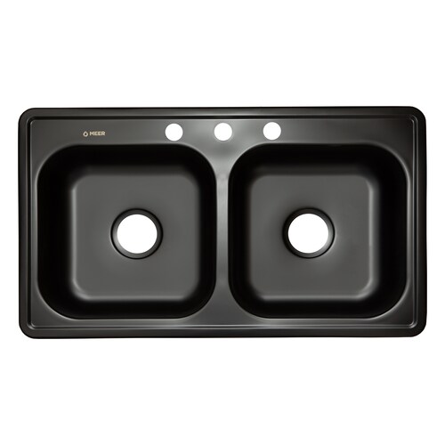 Fregadero de Cocina de Acero Inoxidable Doble Tina en Acabado Negro Mate Tarja Doble Calibre 22 de Acero Inoxidable Color Negro Mate.