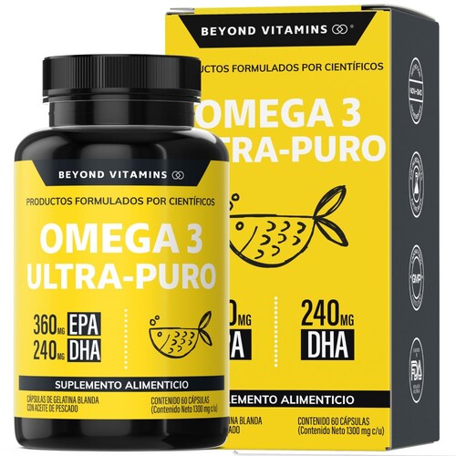 Suplemento Alimenticio Beyond Vitamins Omega 3 Aceite de Pescado 60 cápsulas.