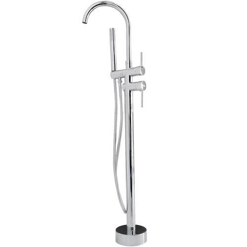 Llave Mezcladora De Piso Bañera Tina Baño Grifo Minimalista Plata