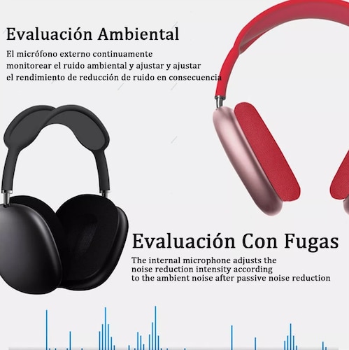 Audífonos de diadema inalámbrico y con cancelación de ruido