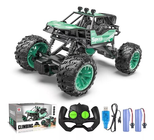 Carros Control Remoto Escalada Juguetes Para Niños + 2 Pilas color VERDE.