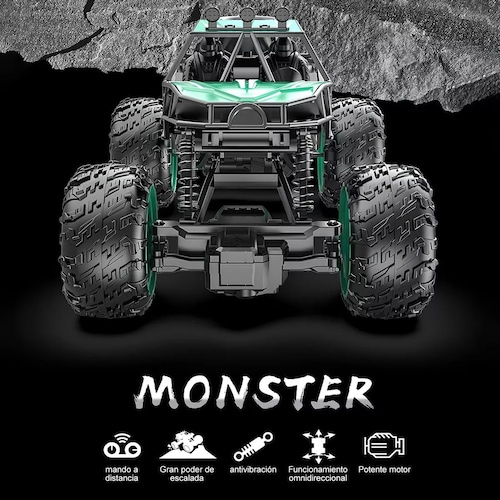 Carros Control Remoto Escalada Juguetes Para Niños + 2 Pilas color VERDE.
