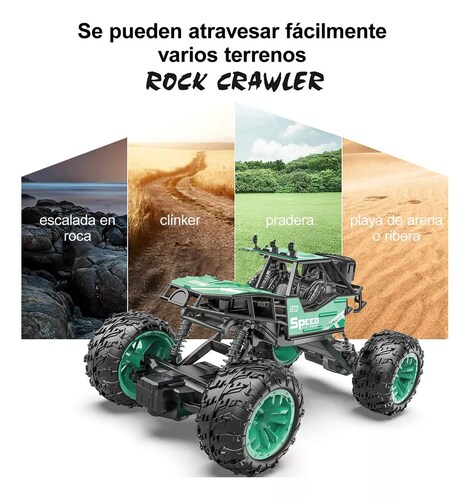 Carros Control Remoto Escalada Juguetes Para Niños + 2 Pilas color VERDE.