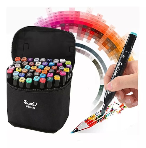 48 Color Doble Punta Marcador Plumones Para Pintar Diseño