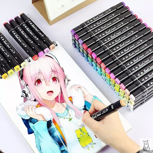 48 Color Doble Punta Marcador Plumones Para Pintar Diseño