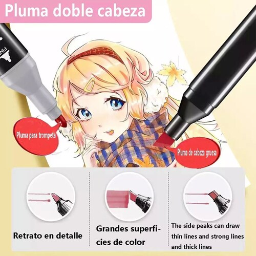 48 Color Doble Punta Marcador Plumones Para Pintar Diseño