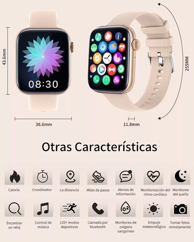 Reloj Inteligente Mujer Smart Watch P45 Bluetooth Call 1.81 color ROSA.