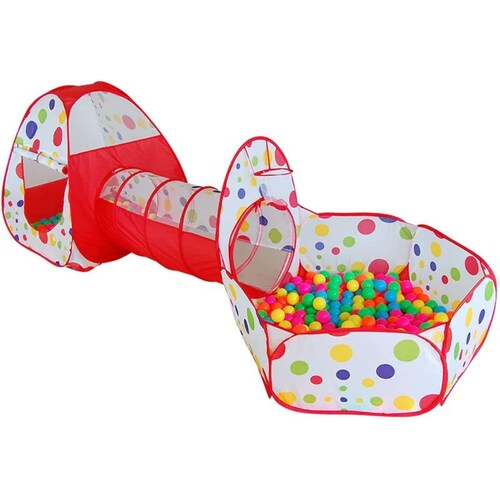 Tienda de campaña tunel con alberca de pelotas castillo