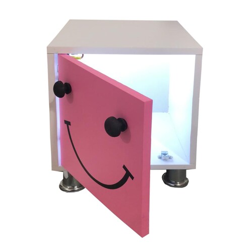 Buró De Noche Moderno Alta Calidad Niños Luz Led Envio Ensamblado Rosa