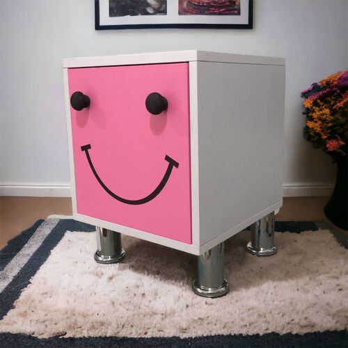 Buró De Noche Moderno Alta Calidad Niños Luz Led Envio Ensamblado Rosa