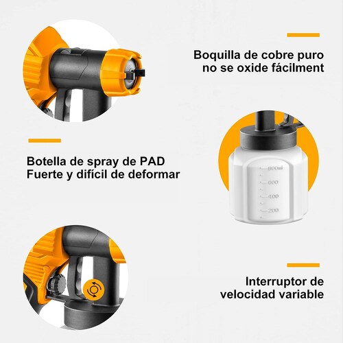 Pistola Para Pintar 800Ml 450W 380Ml/Min+ Medidor Vis Ingco Uspg3508