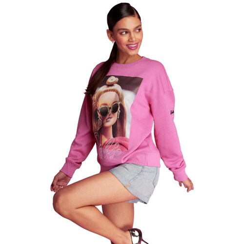 Sudadera rosa estampada para mujer, de Barbie, mod. 1092193